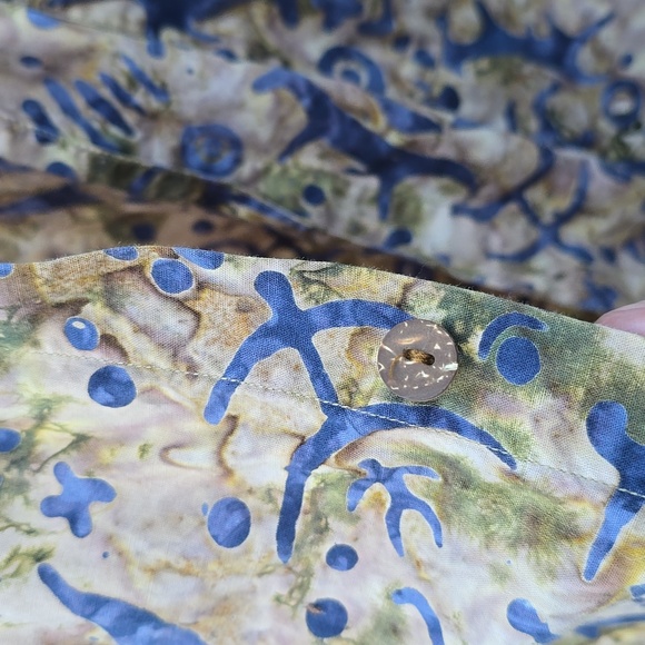 Vintage Basic Options ~ Tribal Print Batik Shirt - coco button down Men's Medium - Picture 5 of 5